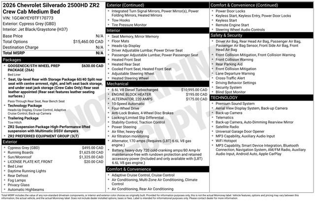 chevrolet silverado 2500hd 2026 1GC4KYEY0TF170773 image chevrolet silverado 2500hd 2026 1GC4KYEY0TF170773 image